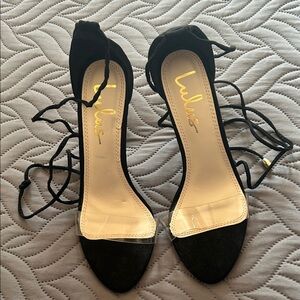 🖤 Lulu's Elegant Black Lace-Up Heels